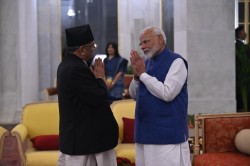 प्रधानमन्त्री प्रचण्ड र भारतका प्रधानमन्त्री मोदीबीच भेटवार्ता