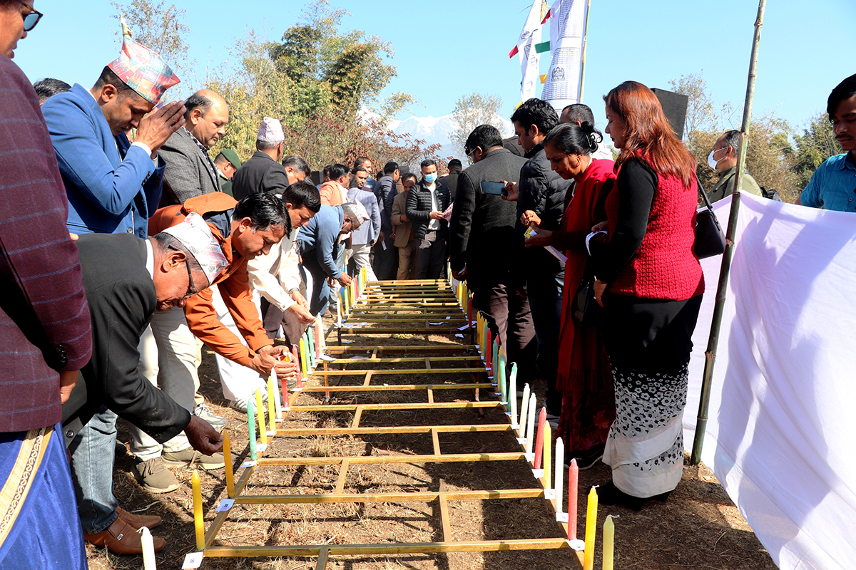 पोखराको विमान दुर्घटनास्थल सेती खोँचमा श्रद्धाञ्जलीसभा